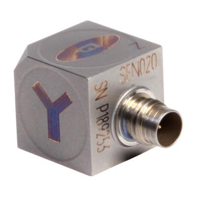 triaxial accelerometer, 0.1 mv/(m/s2) or 1 mv/g icp®.  the sen020 has an internal filter attenuating high frequency vibrations.